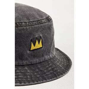 Jean-Michel Basquiat Crown Bucket Hat | Washed Black/Grey | Art Merchandise EUC
